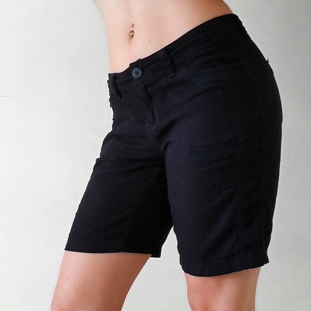 Faded Glory Black Linen Shorts